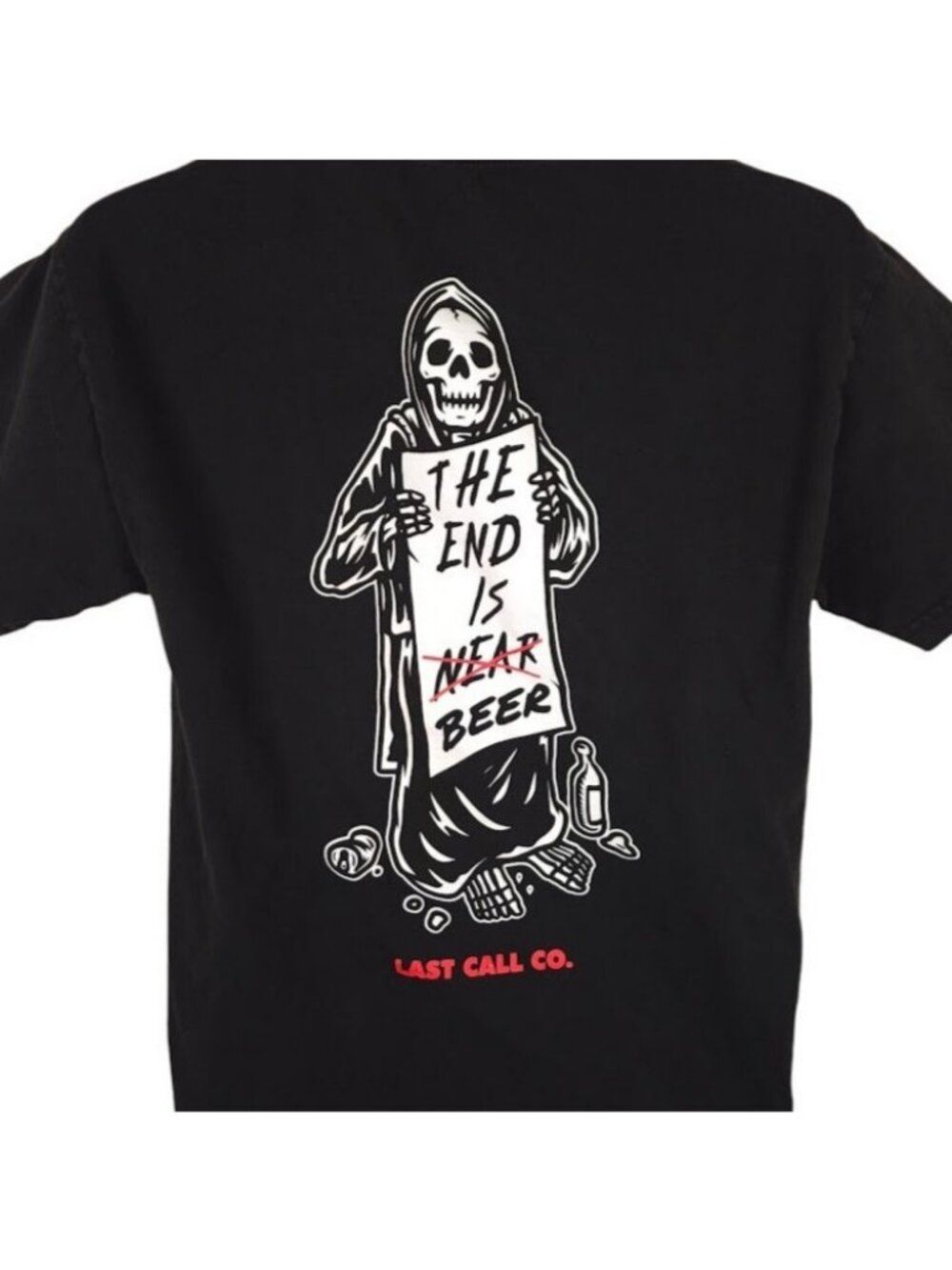 Grim Reaper T Shirt Mens Size Medium Black The End Is Beer Last Call Co